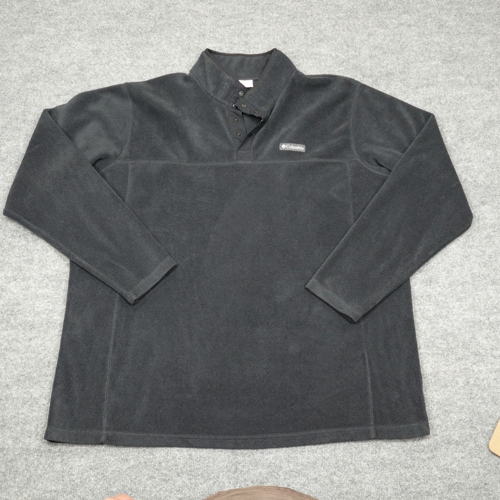 Columbia Fleece Mens 3XT Black Steens Mountain Snap Mock Neck Pullover Sweater